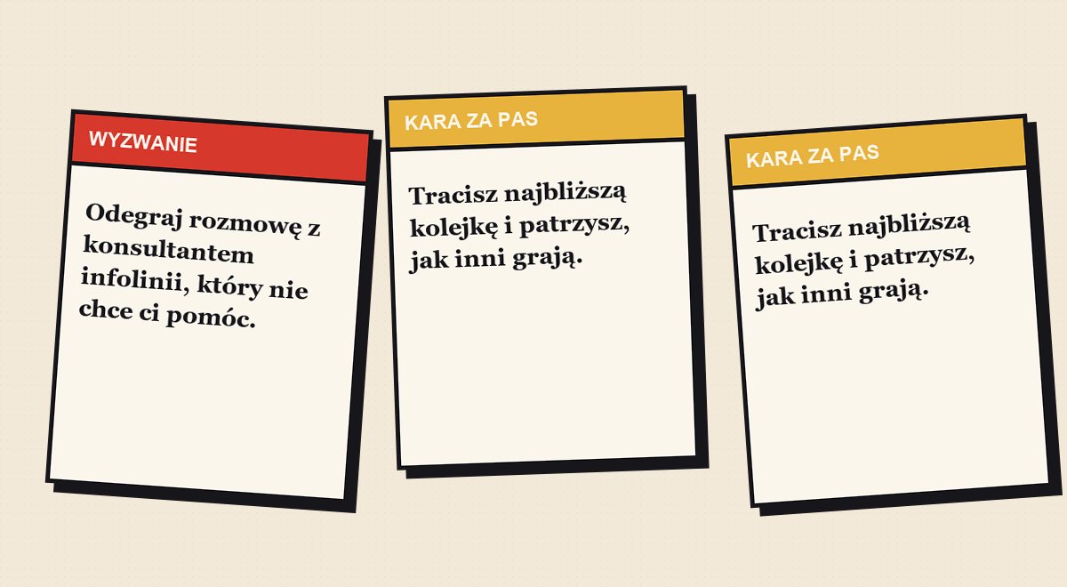 Przykładowe karty z gry wyzwania do gry prawda czy wyzwanie: pytanie, wyzwanie i kara za pas